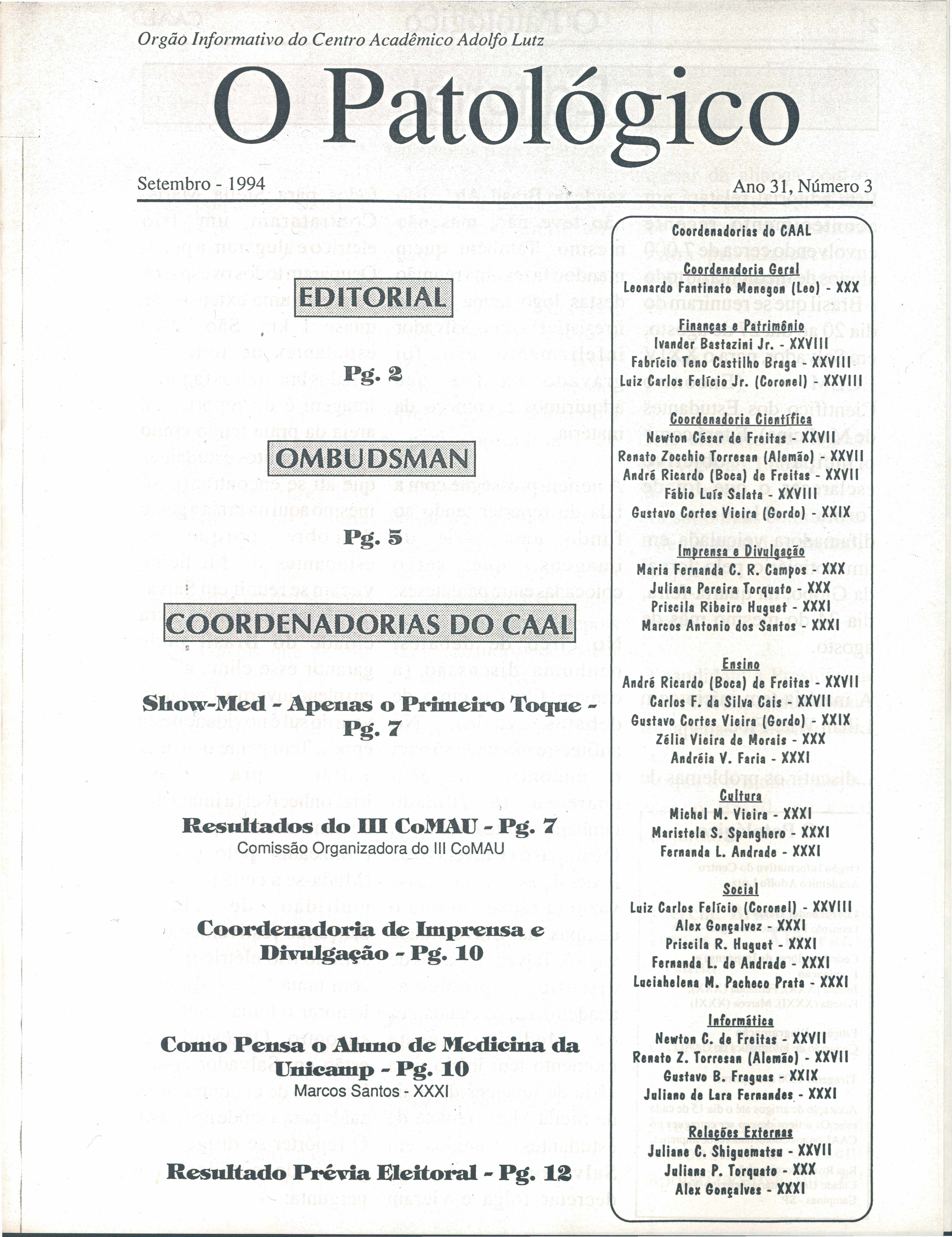 Capa:O Patológico