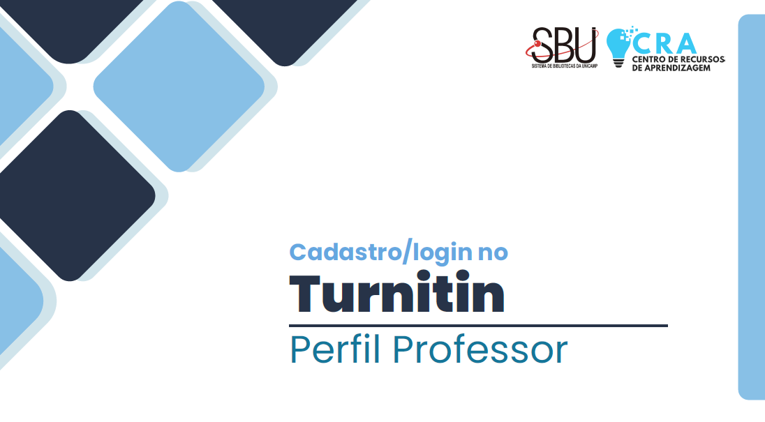 Manual Turnitin - Perfil Professor - Cadastro Capa:Manual Turnitin - Perfil Professor - Cadastro