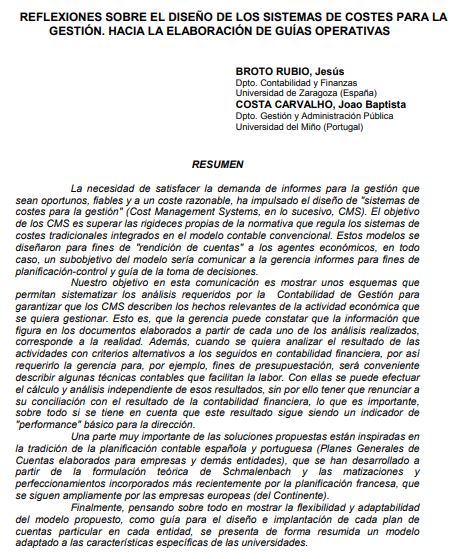 Capa:Reflexiones sobre el diseño de los sistemas de costes para la gestión: hacia la  elaboración de guías operativas