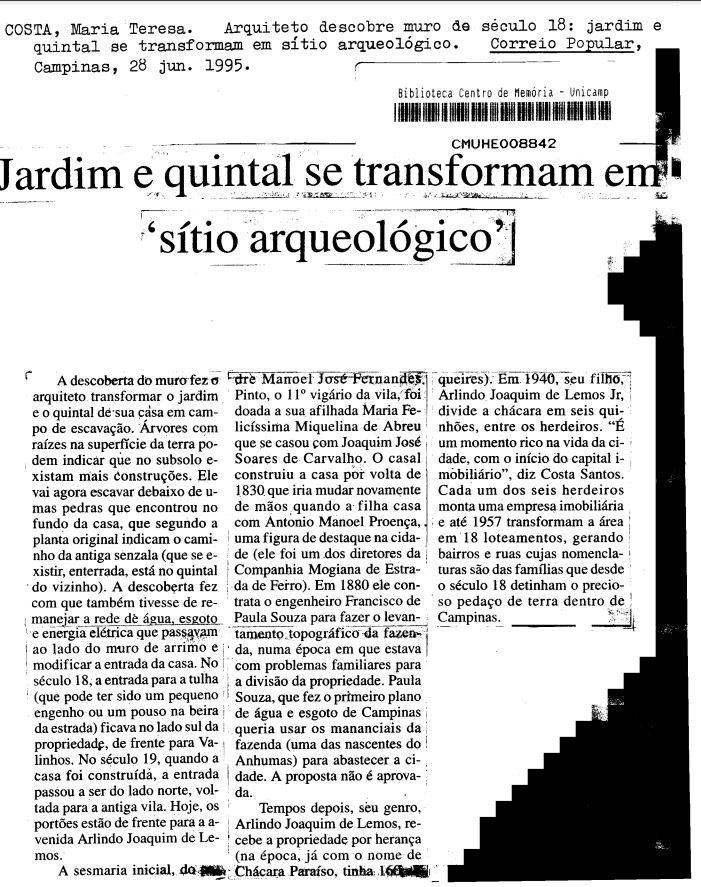 Capa:Arquiteto descobre muro de século 18: jardim e quintal se transformam em sítio arqueológico