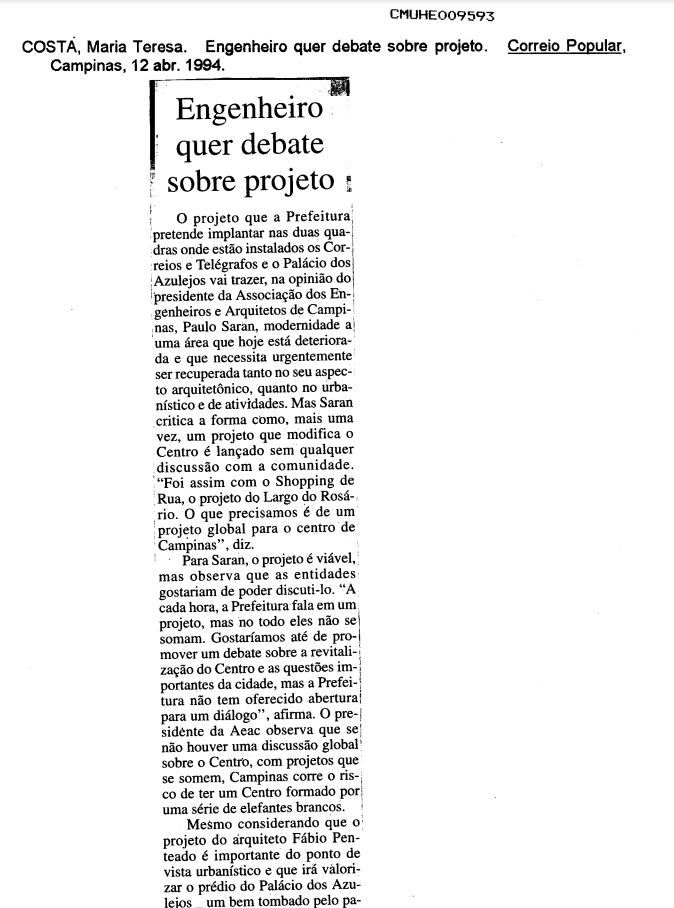 Capa:Engenheiro quer debate sobre projeto