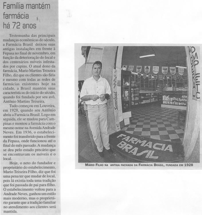 Capa:Família mantem farmácia há 72 anos