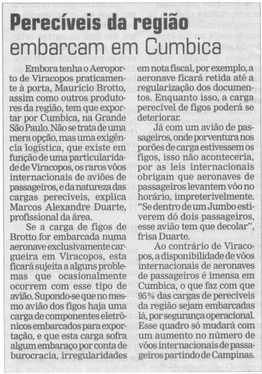 Capa:Perecíveis da região embarcam em Cumbica