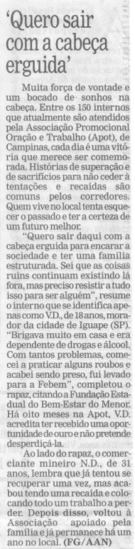 Capa:Quero sair com a cabeça erguida