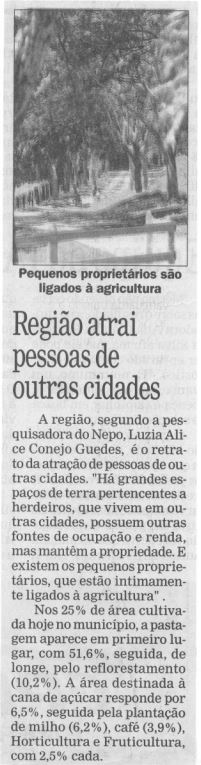 Capa:Região atrai pessoas de outras cidades